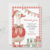 Winter Kerst Gekke Goose Gingham Verjaardag Bedankkaart (Voorkant)