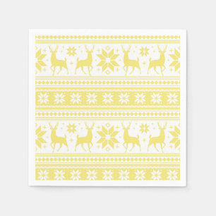 Winter Kerst Herten Geel Sneeuwvlok Patroon Servet