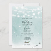 Winter Kerst Ijsblauwe String Lichten bruiloft Kaart (Voorkant)