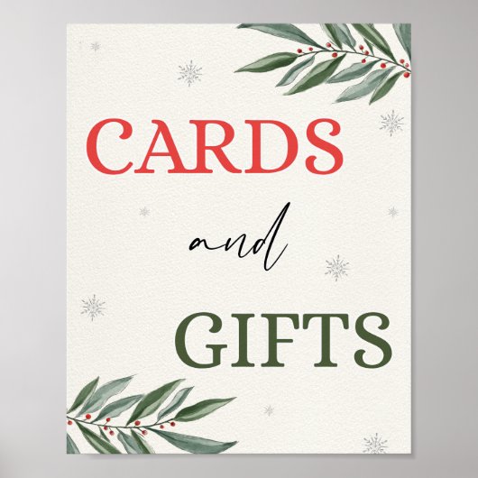 Winter Kerst Kaarten en geschenken Tafelteken Poster (Voorkant)