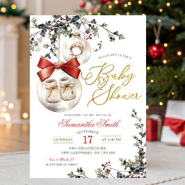 Winter Kerst Minimalistische Kerstbal Baby Shower Kaart