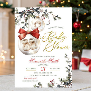 Winter Kerst Minimalistische Kerstbal Baby Shower Kaart