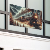 Winter/Kerst nachttrein Spandoek (Buitenkant Gebouw)