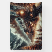 Winter/Kerst nachttrein Spandoek (Verticaal)