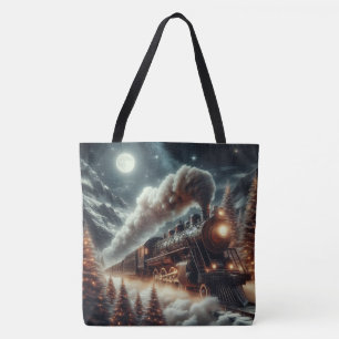 Winter/Kerst nachttrein Tote Bag