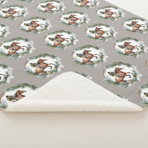 Winter Kerst Paardrijder Jockey Worpdeken Sherpa Deken