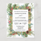 Winter Kerst Pijnboom Aquarel Kader Trouwen Flyer (Voorkant)