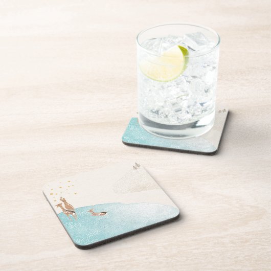 Winter Kerst Reindeer Bier Onderzetter (Rechterzijde)