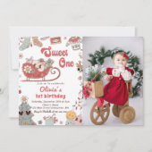 Winter Kerst Retro Sweet Een 1e Verjaardag Kaart (Voorkant)