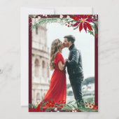 Winter Kerst rode bloemen sneeuw foto bruiloft Kaart (Achterkant)