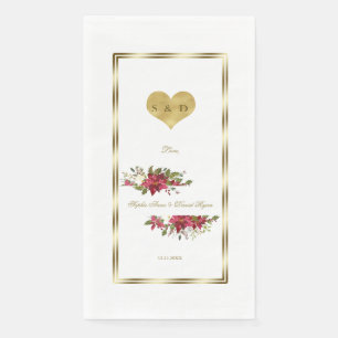 Winter Kerst Rode Poinsettia Gouden Bruiloft Servet