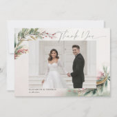 Winter Kerst Romantische Trouwfoto Bedankt (Voorkant)