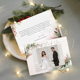 Winter Kerst Romantische Trouwfoto Bedankt