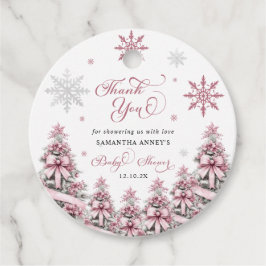 Winter Kerst Roze Baby shower Dank u Bedankjes Labels