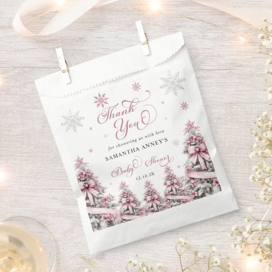 Winter Kerst Roze Baby shower Dank u Bedankzakje (Geknipt)