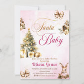 Winter Kerst Roze Baby shower Kaart (Voorkant)