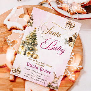 Winter Kerst Roze Baby shower Kaart