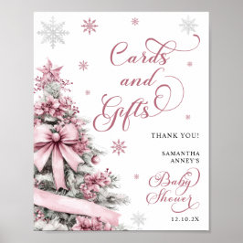 Winter Kerst Roze Baby shower Kaarten Geschenken T Poster