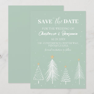 Winter Kerst Salie Groen Save the Date Huwelijk