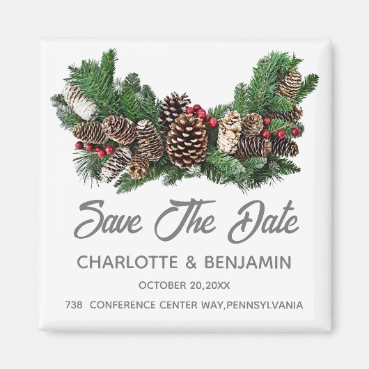 Winter Kerst Save the Date Huwelijk Magneet (Voorkant)