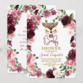 Winter kerst schattig hert baby shower meisje kaart (Voorkant / Achterkant)