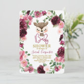 Winter kerst schattig hert baby shower meisje kaart (Staand voorkant)