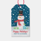 Winter Kerst Schattigee Sneeuwman Cadeaulabel (Voorkant)