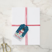 Winter Kerst Schattigee Sneeuwman Cadeaulabel (Met Touw)