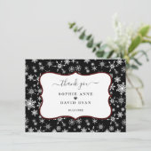 Winter Kerst Snowflakes Rode Buffalo Bruiloft Bedankkaart (Staand voorkant)