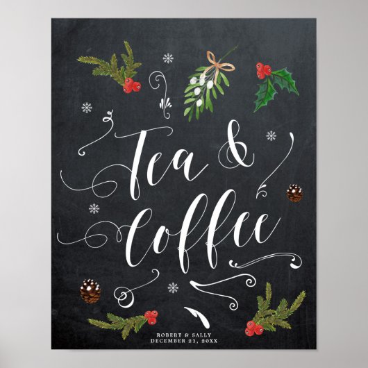 winter kerst thee en koffie bord bruiloft poster (Voorkant)