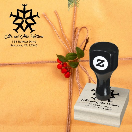 Winter Kerst Vliegtuig Snowflake Cool Aviation Rubberstempel