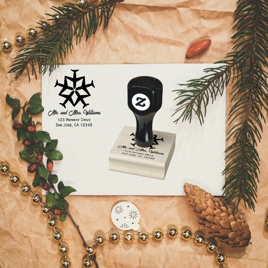 Winter Kerst Vliegtuig Snowflake Cool Aviation Rubberstempel