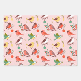 Winter Kerst Vogels Inpakpapier Vel