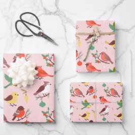 Winter Kerst Vogels Inpakpapier Vel