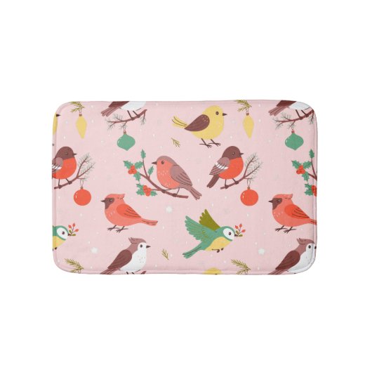 Winter Kerst Vogels Kinderen Badmat (Voorkant)