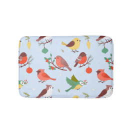 Winter Kerst Vogels Kinderen Badmat