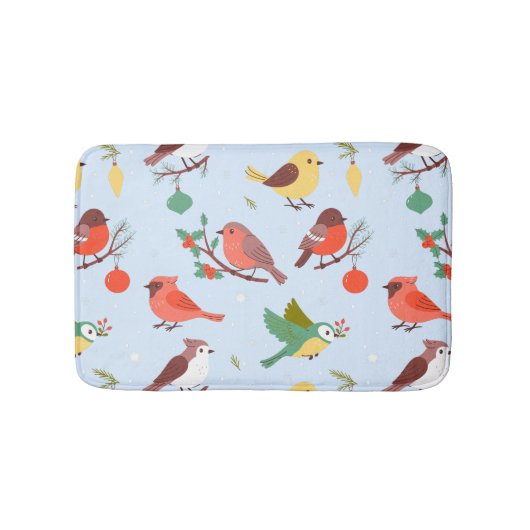Winter Kerst Vogels Kinderen Badmat (Voorkant)