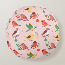 Winter Kerst Vogels Kinderen Rond Kussen
