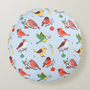 Winter Kerst Vogels Kinderen Rond Kussen