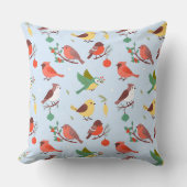 Winter Kerst Vogels Kussen (Voorkant)