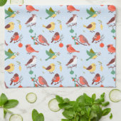 Winter Kerst Vogels Theedoek (Gevouwen)
