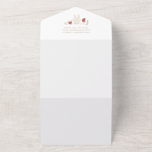 Winter Kerst Vrolijk klein Baby shower All In One Uitnodiging (Buitenkant)