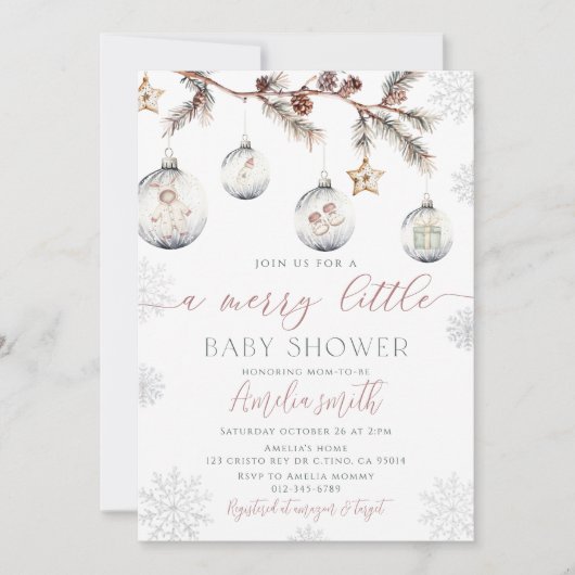 Winter Kerst Vrolijk klein Baby shower Kaart (Voorkant)