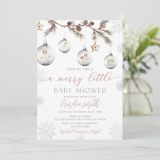 Winter Kerst Vrolijk klein Baby shower Kaart (Staand voorkant)
