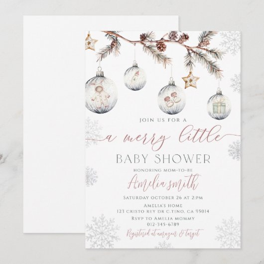 Winter Kerst Vrolijk klein Baby shower Kaart (Voorkant / Achterkant)