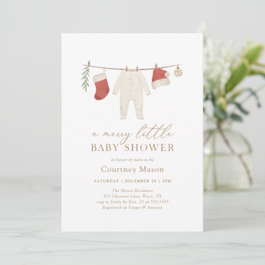 Winter Kerst Vrolijk klein Baby shower Kaart (Staand voorkant)