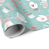 Winter Kerst wanten patroon in Mint Cadeaupapier (Rol Hoek)
