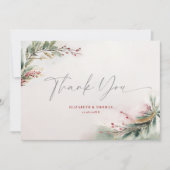 Winter Kerst Waterverf groen rood groen Bedankkaart (Voorkant)