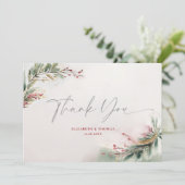 Winter Kerst Waterverf groen rood groen Bedankkaart (Staand voorkant)