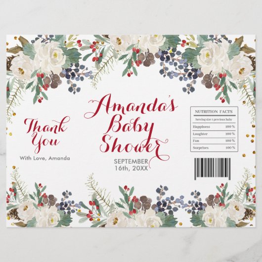 Winter Kerst Wit Bloem Chipzak Verpakking Flyer (Voorkant)